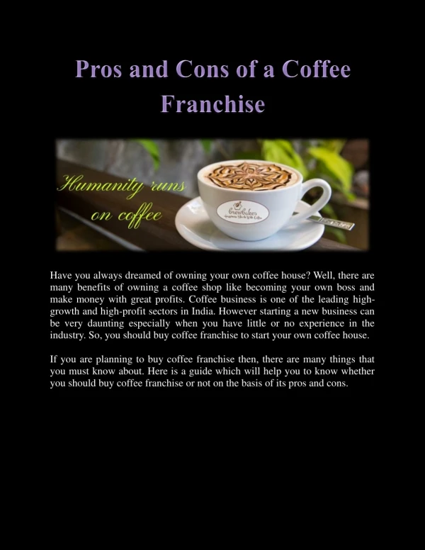 Pros and Cons of a Coffee Franchise