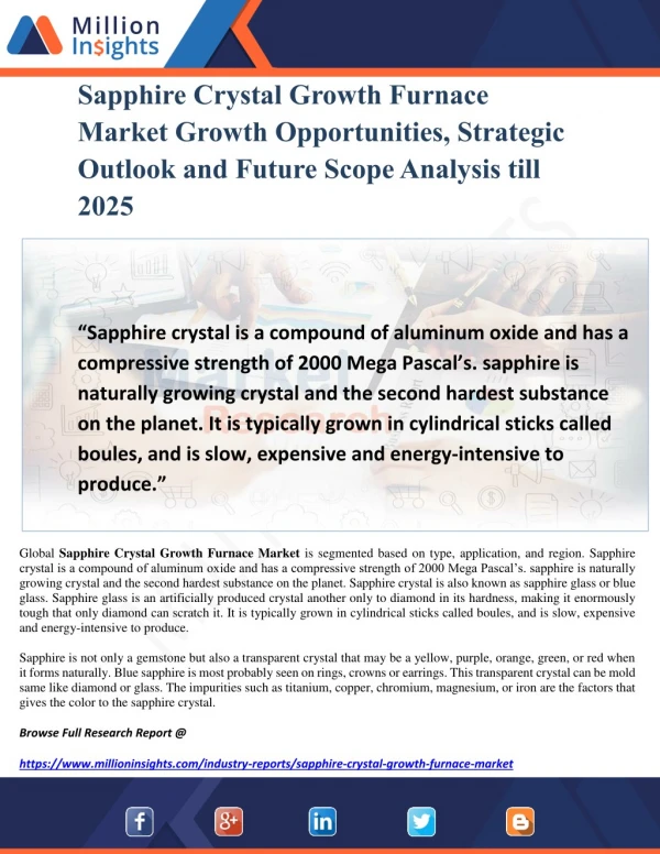 Sapphire Crystal Growth Furnace Market Growth Opportunities, Strategic Outlook and Future Scope Analysis till 2025