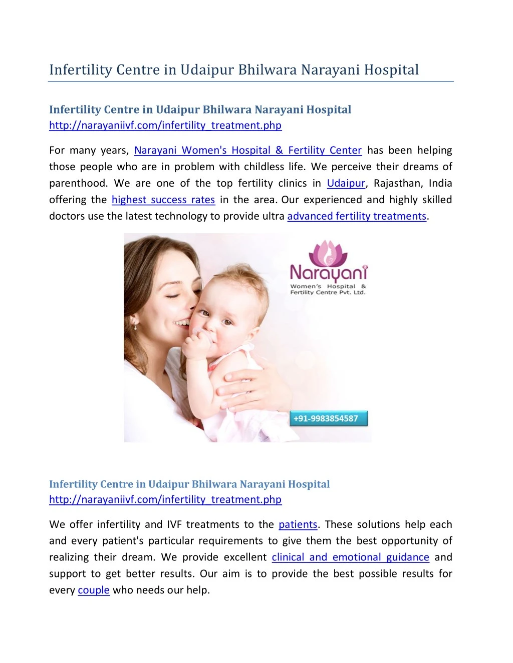 infertility centre in udaipur bhilwara narayani