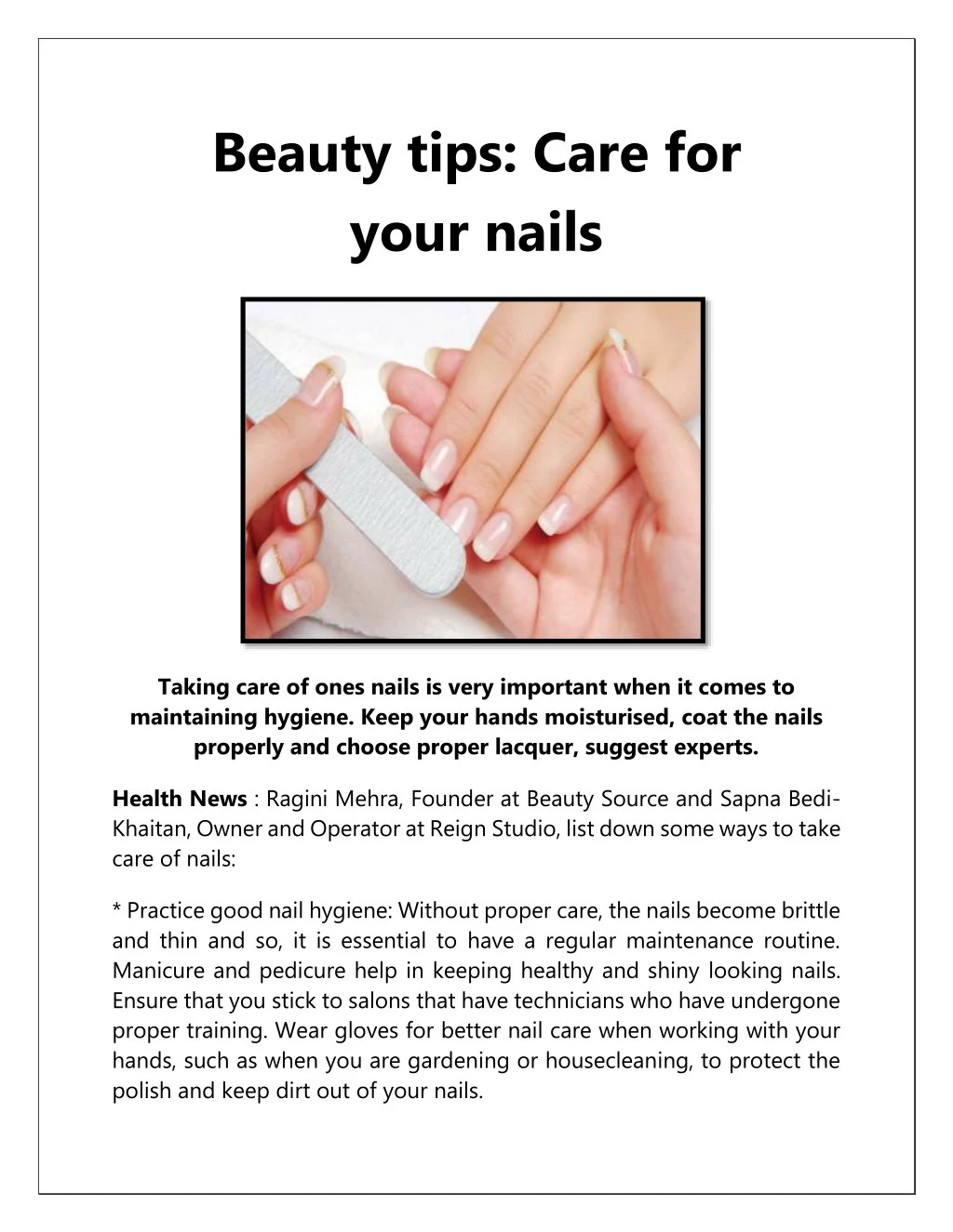 beauty tips care for your nails
