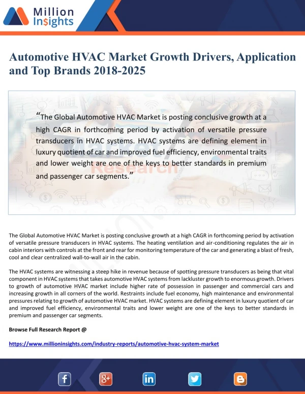 Automotive HVAC Market Growth Drivers, Applications and Top Brands 2018-2025