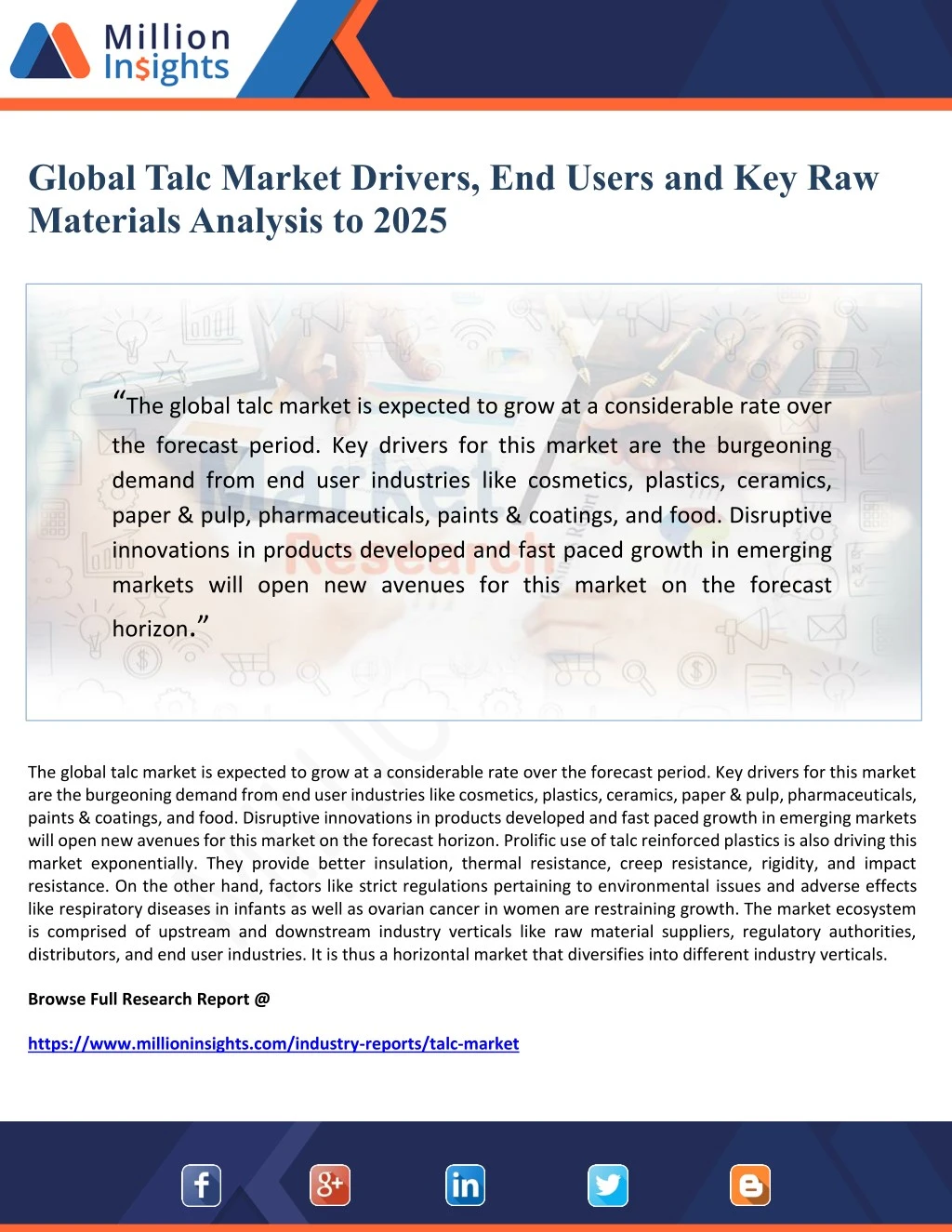 global talc market drivers end users