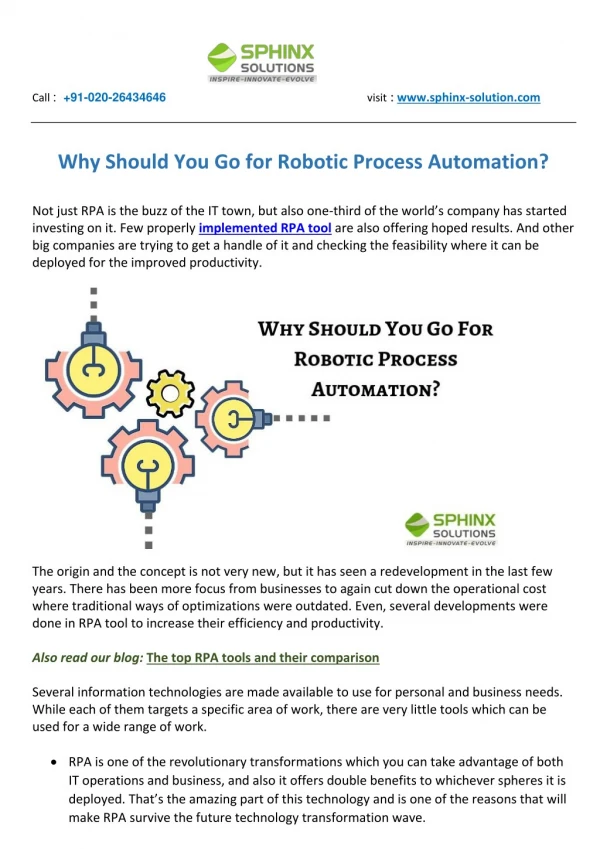 Why Should You Go for Robotic Process Automation