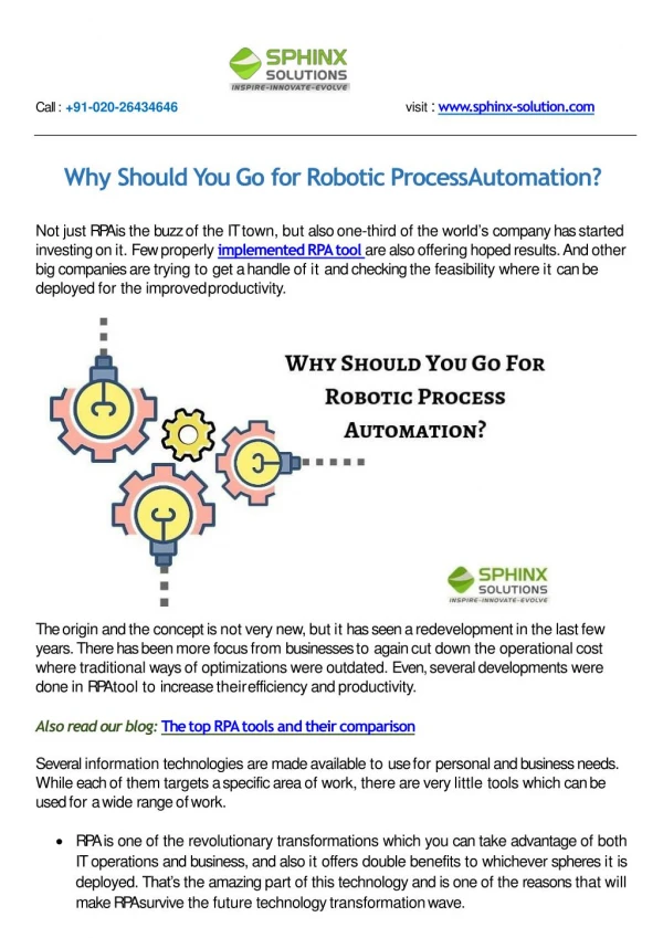 Why Should You Go for Robotic Process Automation