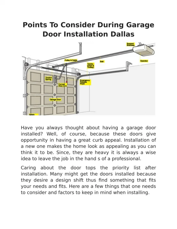 Points To Consider During Garage Door Installation Dallas