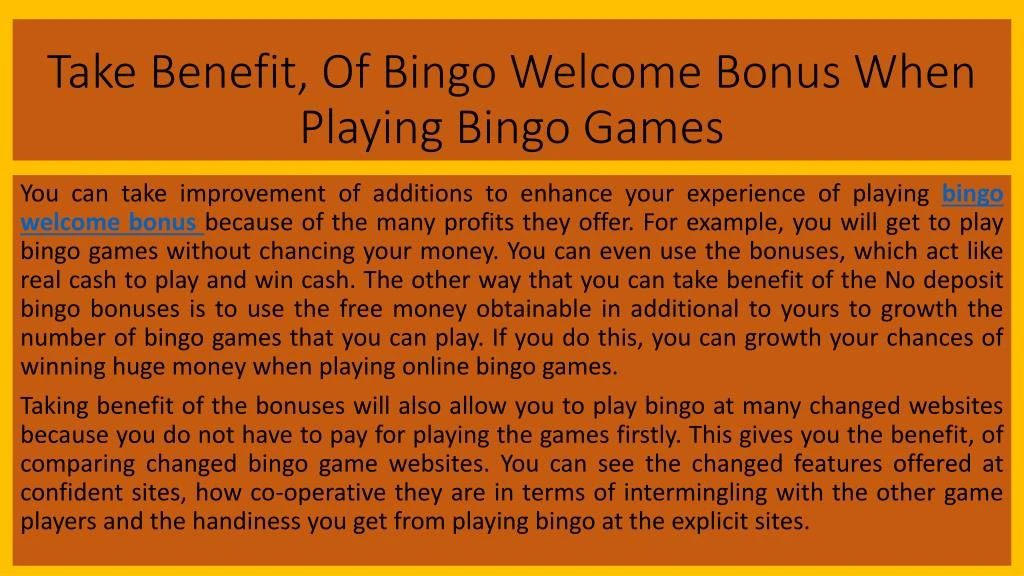 take benefit of bingo welcome bonus when playing bingo games
