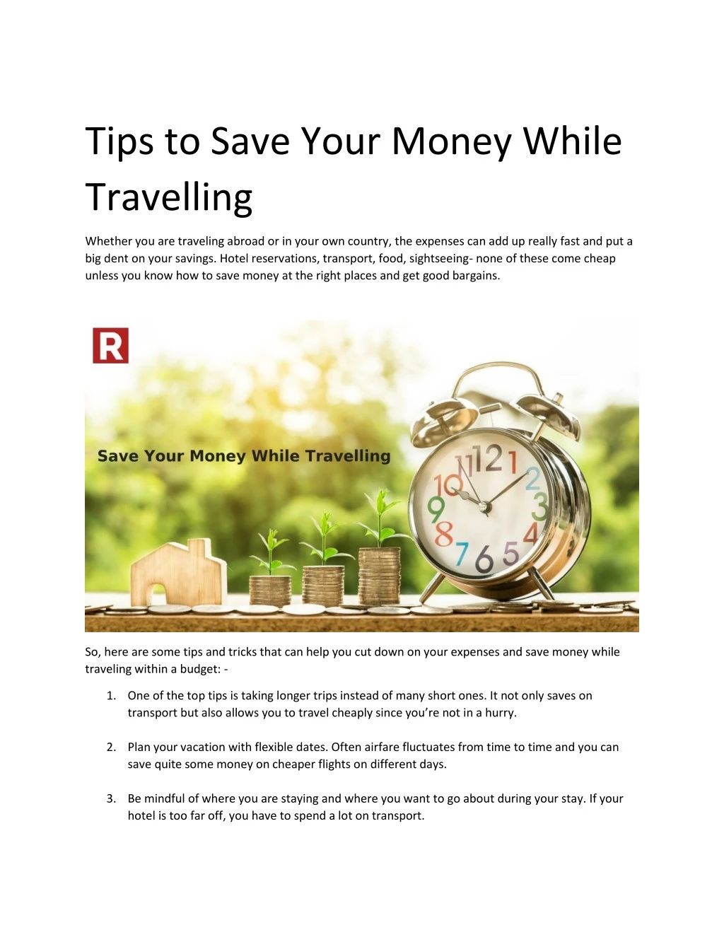 tips to save your money while travelling