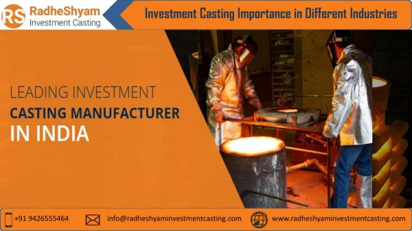 Investment Casting Importance in Different Industries