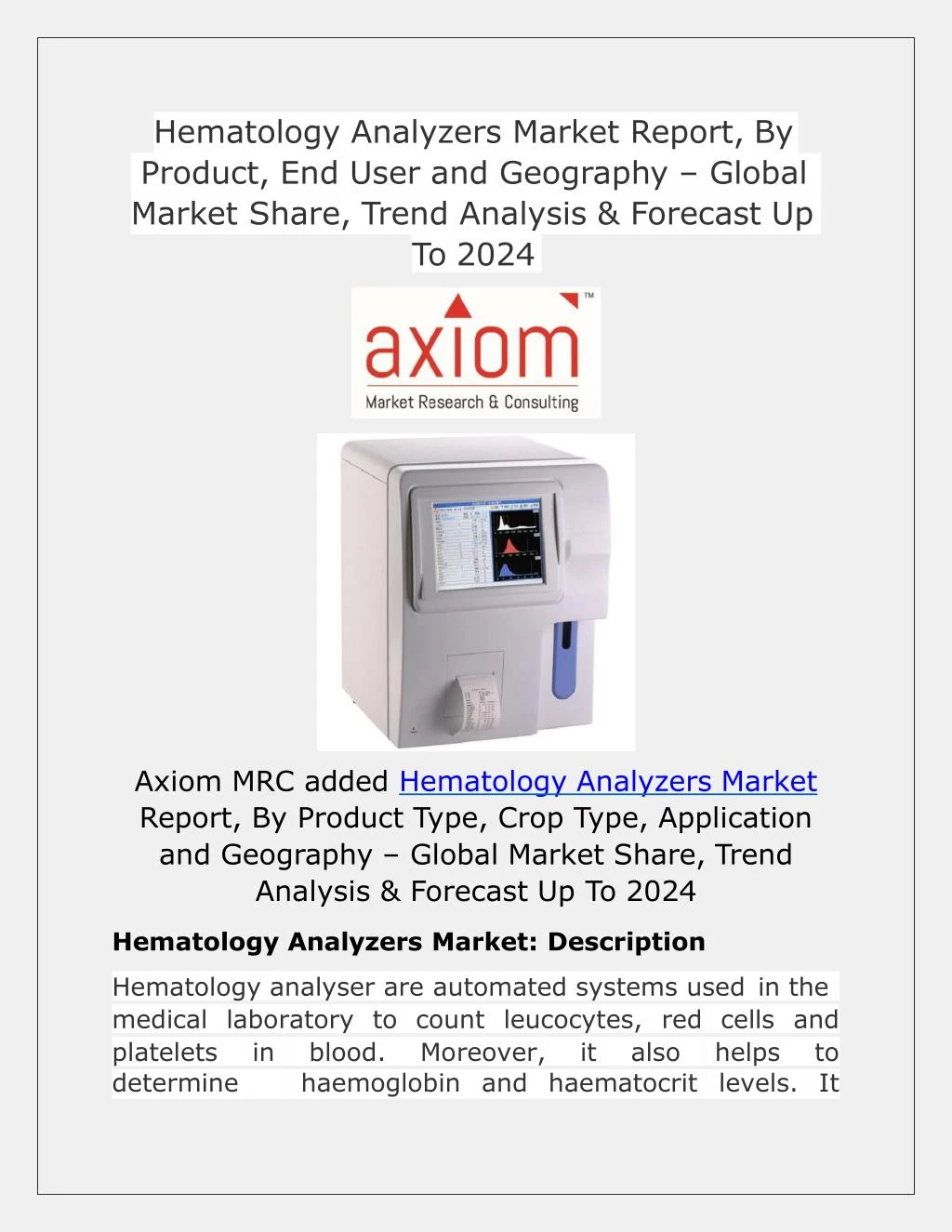 hematology analyzers market report by