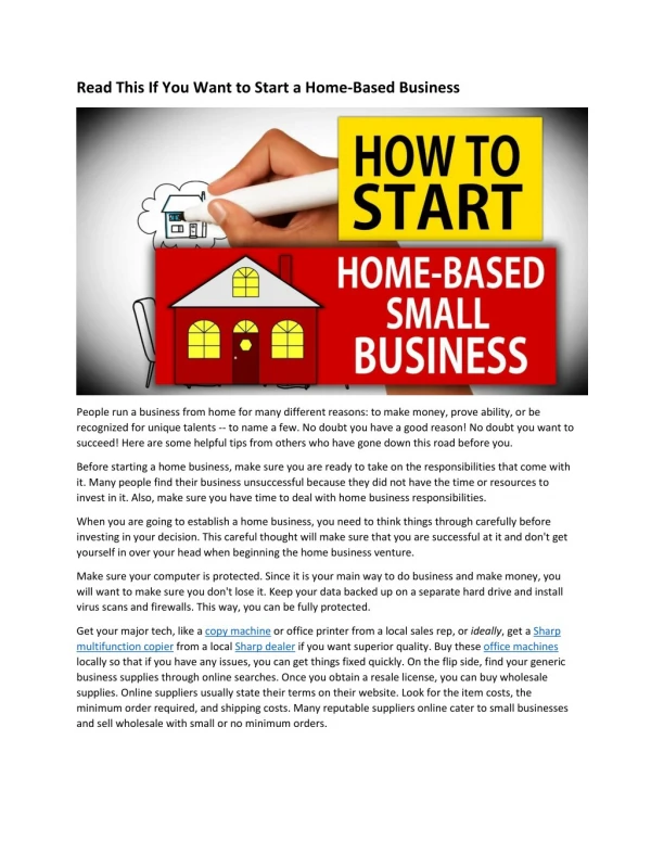 Read This If You Want to Start a Home-Based Business