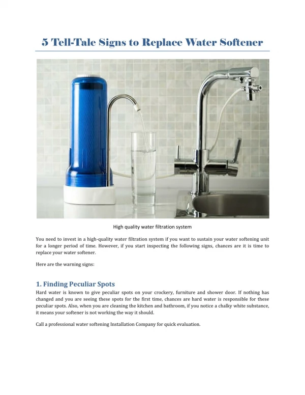 High quality water filtration system