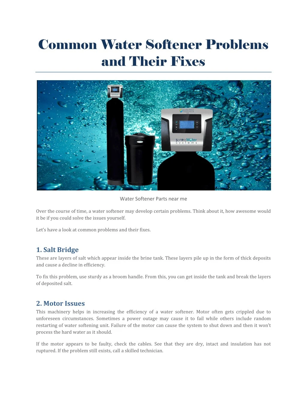common water softener problems and their fixes