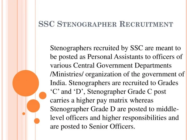 SSC Stenographer Recruitment Details: Eligibility, Exam Pattern