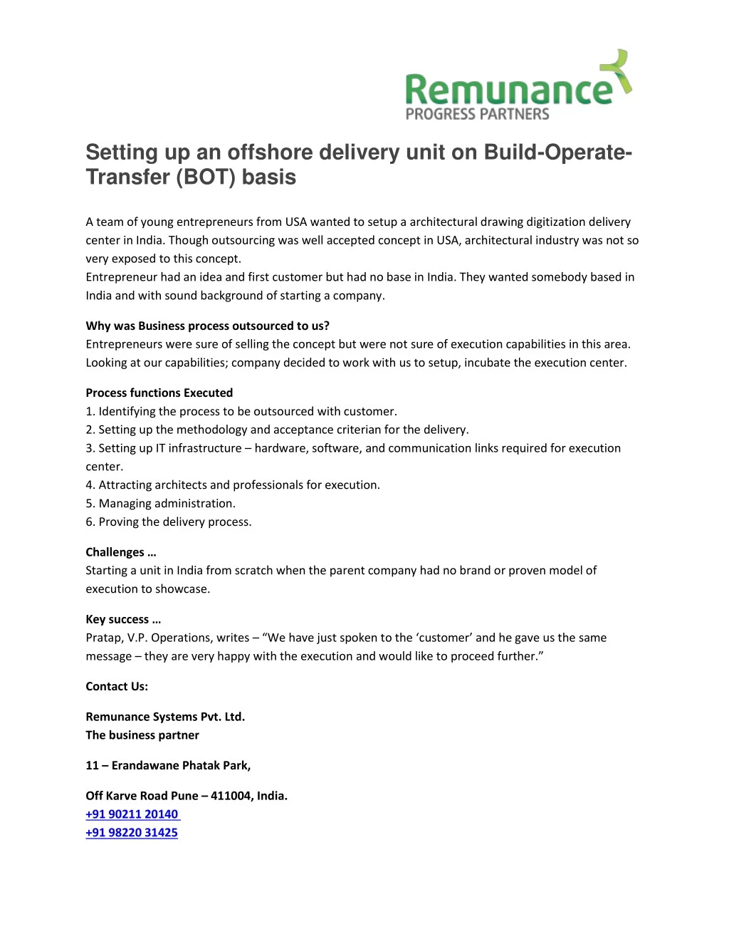 setting up an offshore delivery unit on build