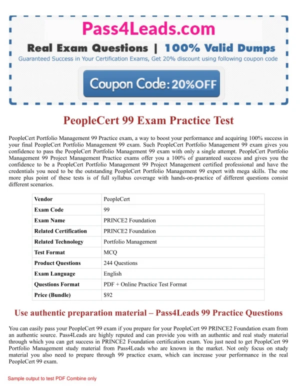 PeopleCert 99 Exam Practice Questions - 2018 Updated