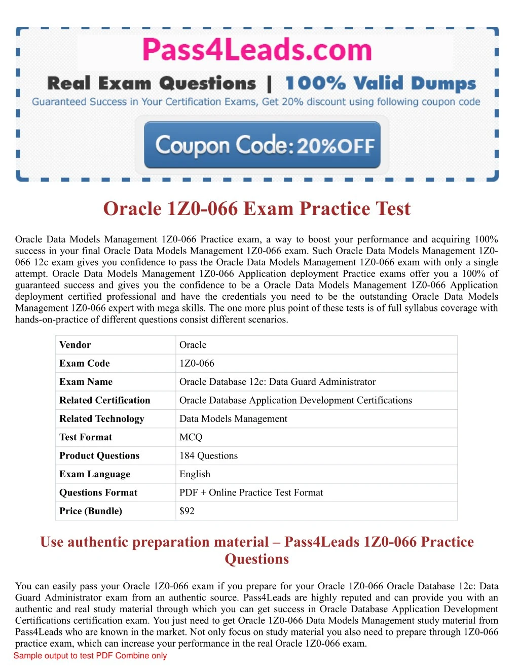 oracle 1z0 066 exam practice test