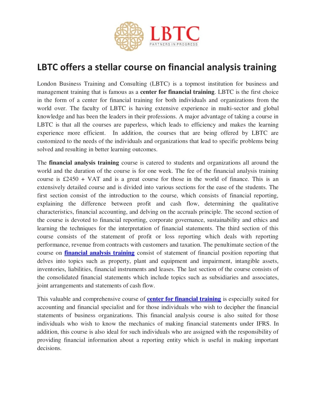 lbtc offers a stellar course on financial