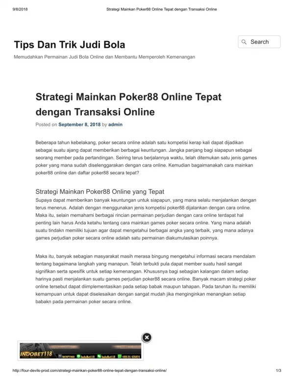 Strategi Mainkan Poker88 Online Tepat dengan Transaksi Online