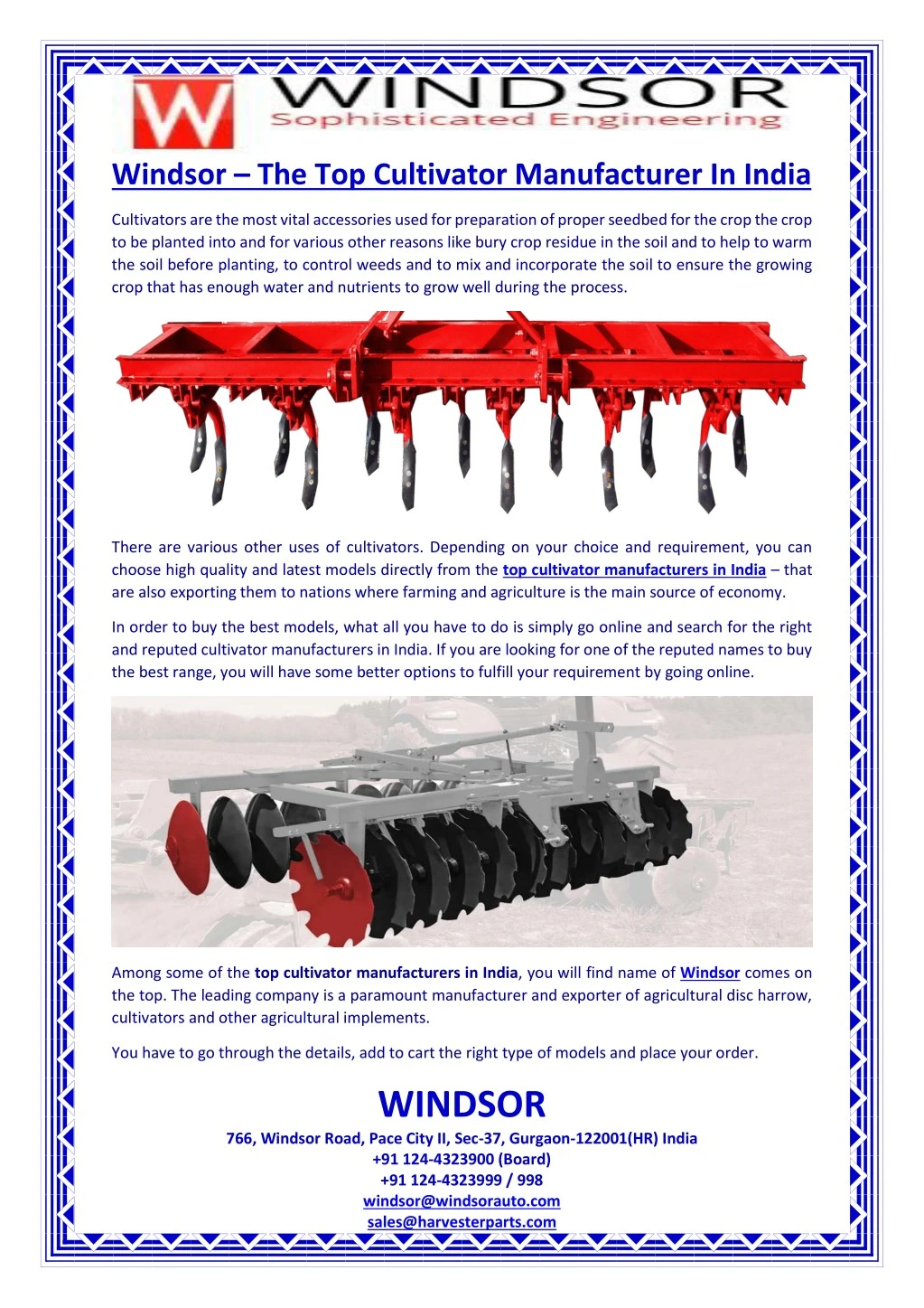 windsor the top cultivator manufacturer in india
