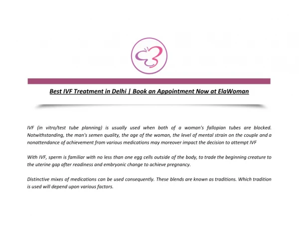 Best IVF Treatment in Delhi | Book an Appointment Now at ElaWoman