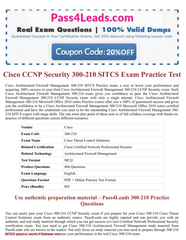 300-210 Exam Practice Test Online - 2018 Updated with 30% Discounted Price