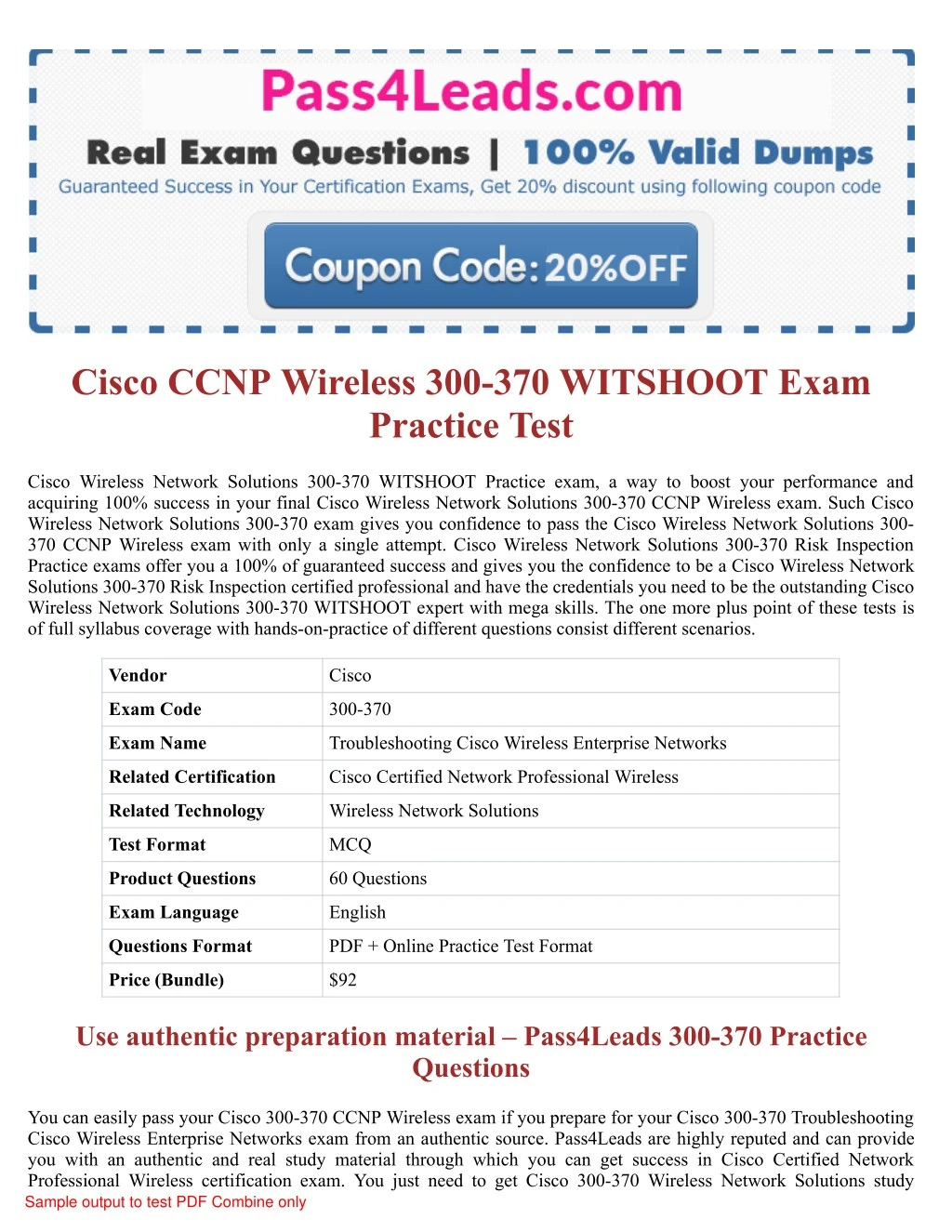 cisco ccnp wireless 300 370 witshoot exam