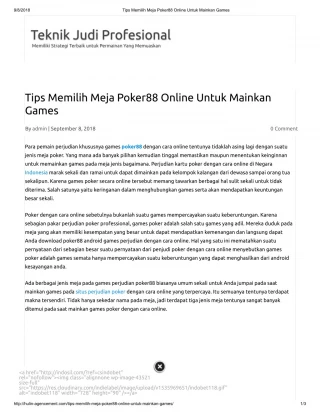 Tips Memilih Meja Poker88 Online Untuk Mainkan Games - slide 1