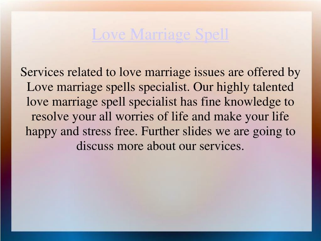 love marriage spell