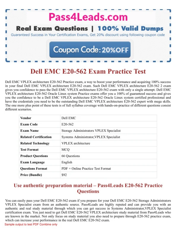 Dell EMC E20-562 Exam Dumps - E20-562 PDF Questions