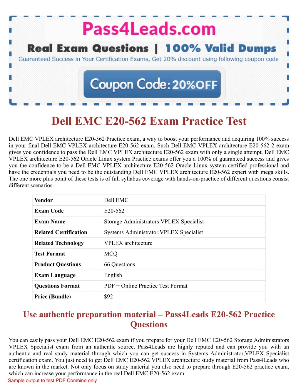 dell emc e20 562 exam practice test