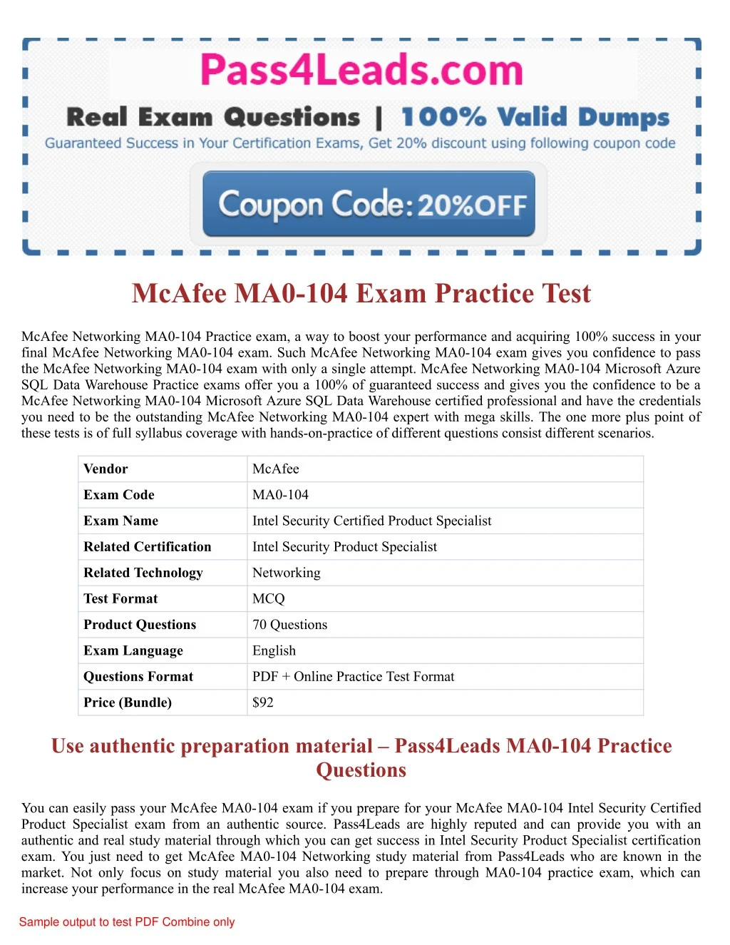 mcafee ma0 104 exam practice test