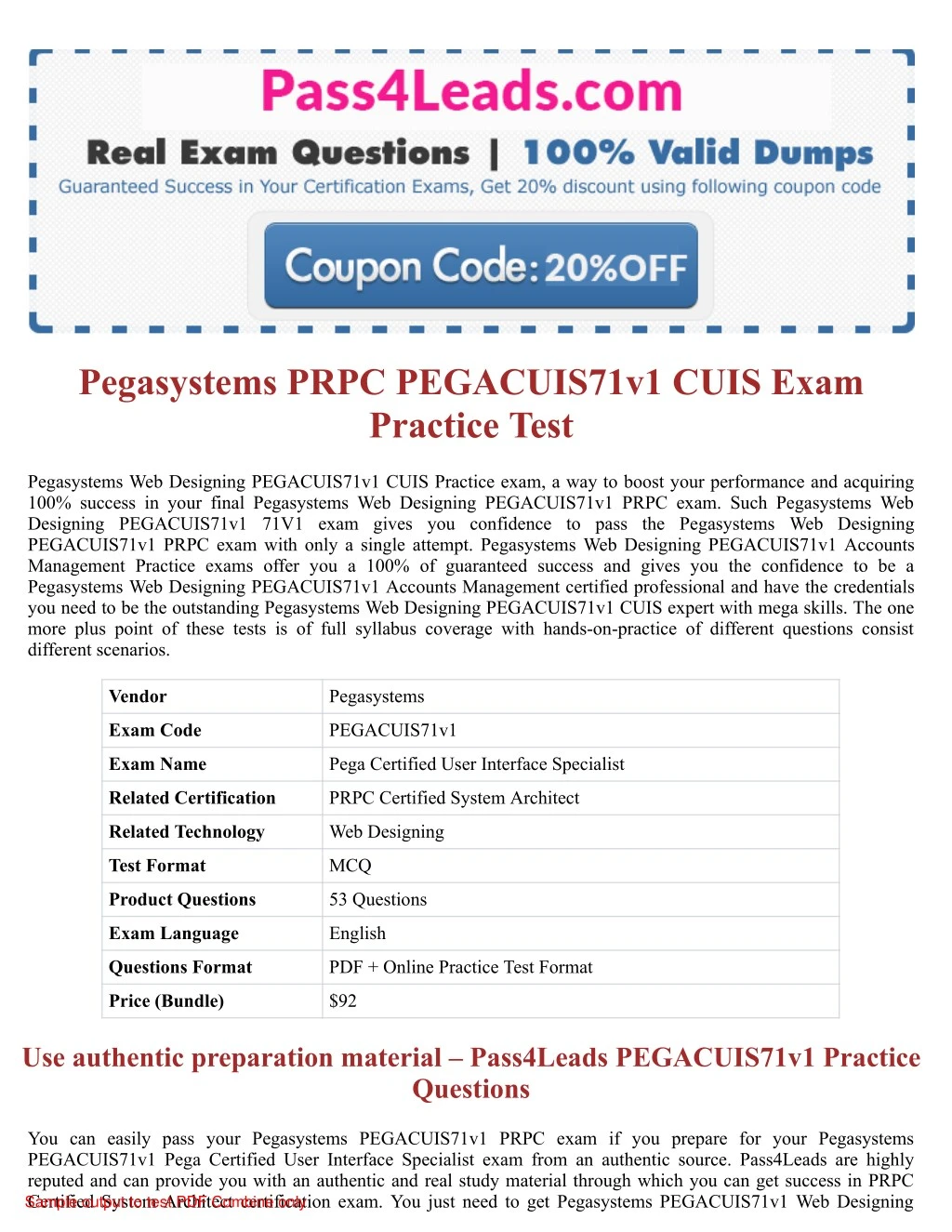 pegasystems prpc pegacuis71v1 cuis exam practice
