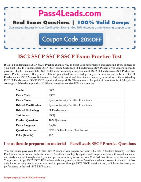ISC2 SSCP SSCP Exam Practice Questions - 2018 Updated