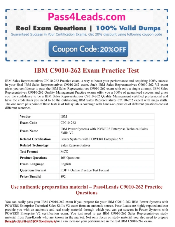 2018 Updated C9010-262 Exam Practice Questions