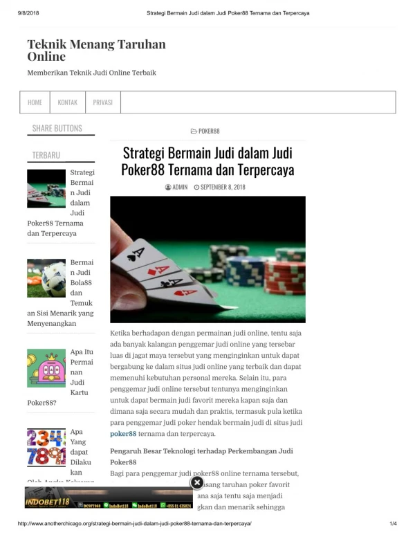 Strategi Bermain Judi dalam Judi Poker88 Ternama dan Terpercaya