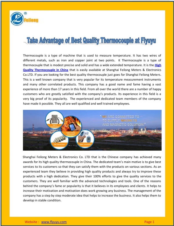 Function and Benefits of Quality Thermocouple