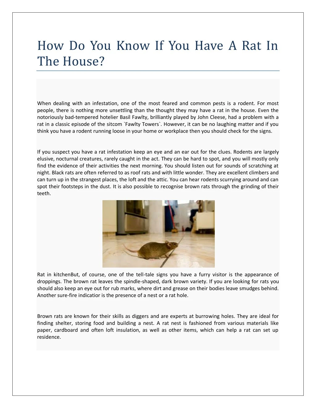 how do you know if you have a rat in the house
