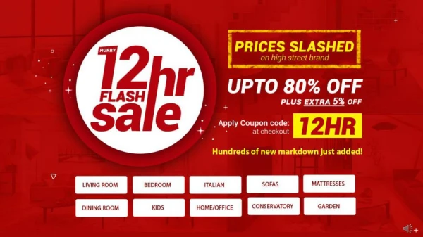 Furniture 12HR Flash Sale Up To 80% Extra 5% Off | Welcome Furniture