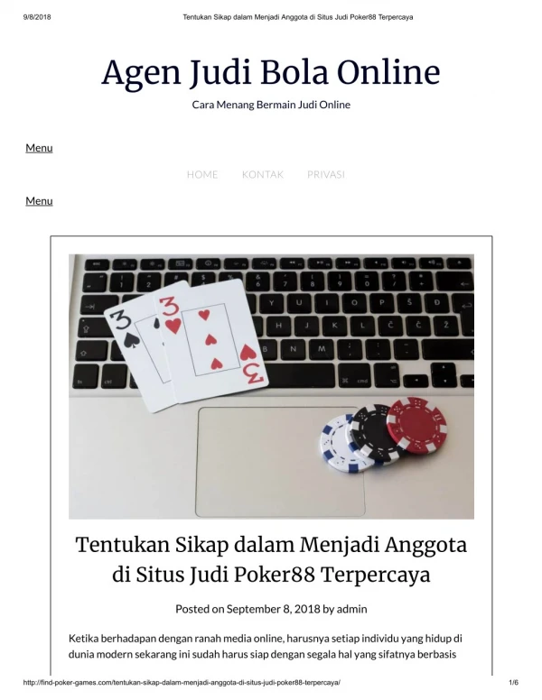 Tentukan Sikap dalam Menjadi Anggota di Situs Judi Poker88 Terpercaya