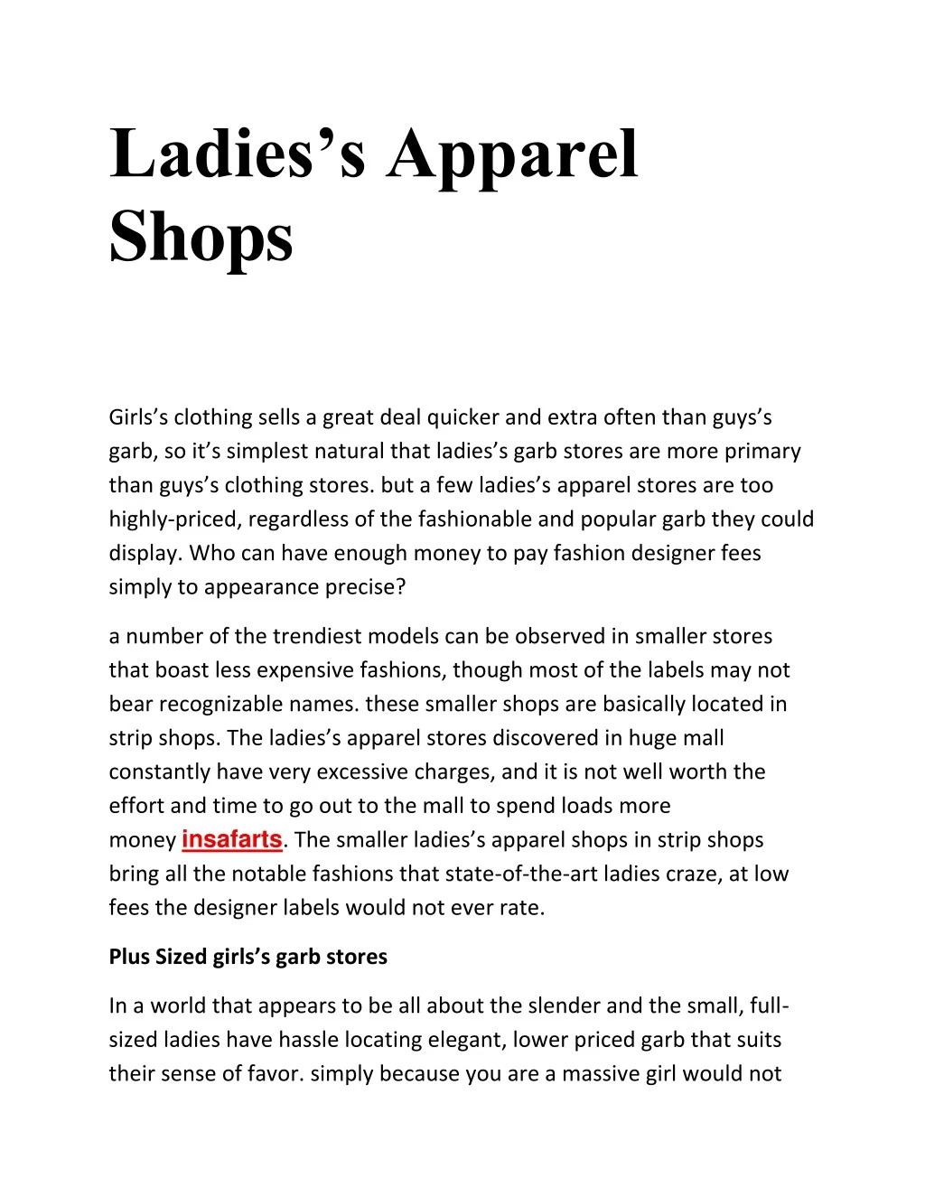 ladies s apparel shops