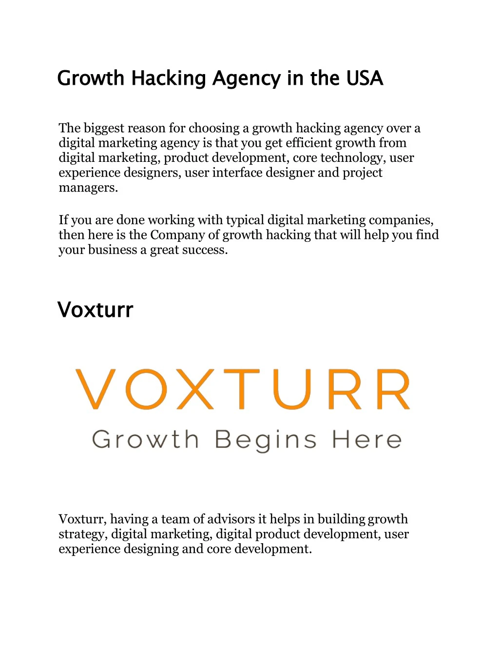 growth hacking agency in the usa the biggest