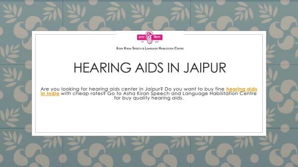 Hearing Aids in Jaipur