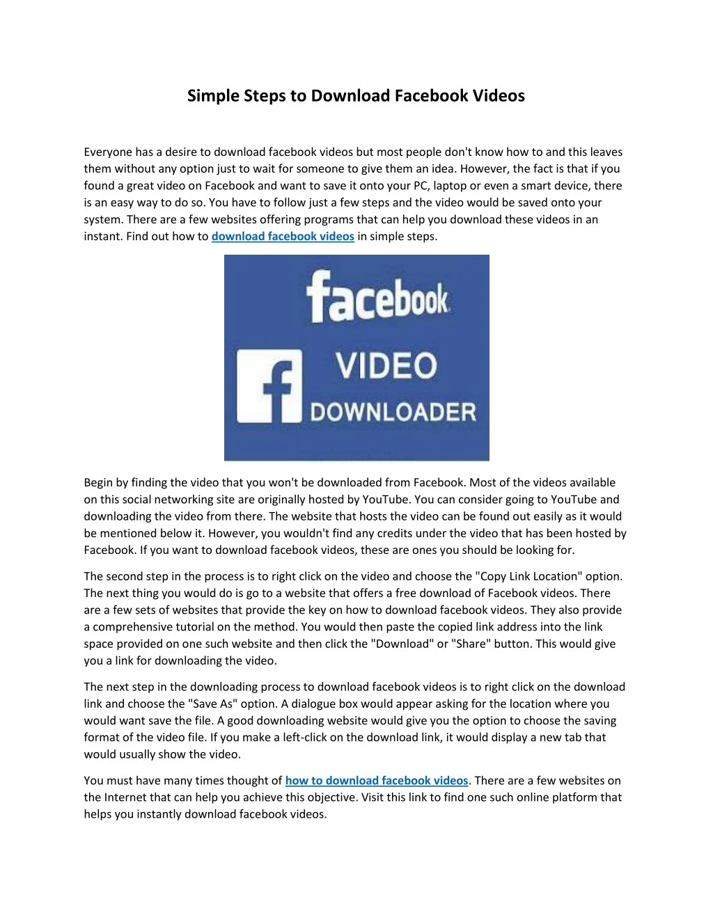 simple steps to download facebook videos