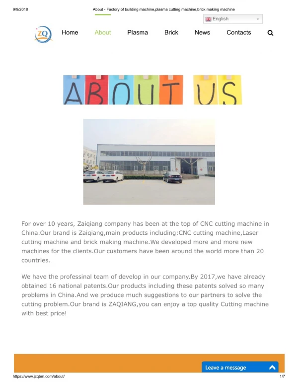 About - Factory of building machine,plasma cutting machine,brick making machine