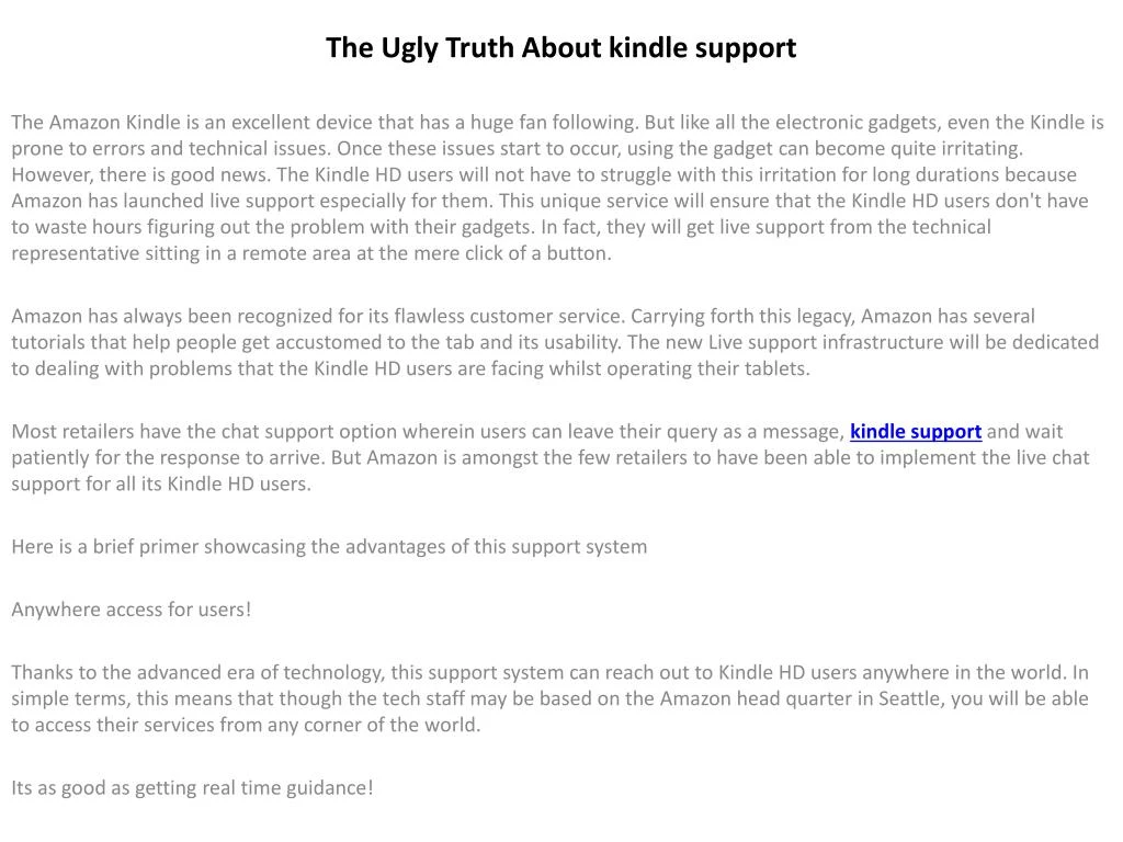 the ugly truth about kindle support