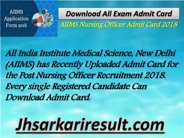 Aiims nursing officer admit card 2018