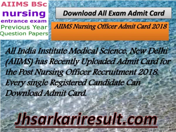 Aiims nursing officer admit card 2018