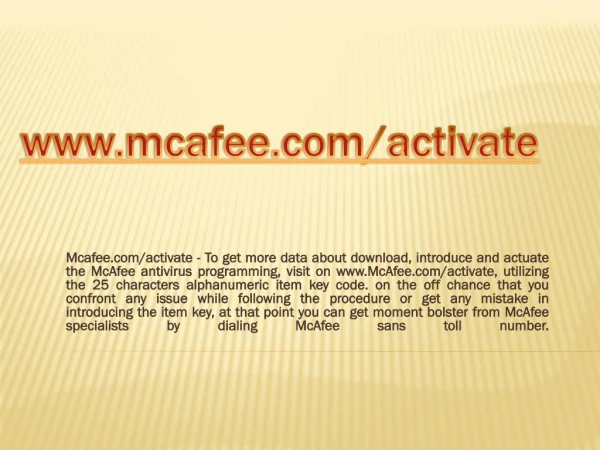 McAfee.com/activate | Enter McAfee Activation Code