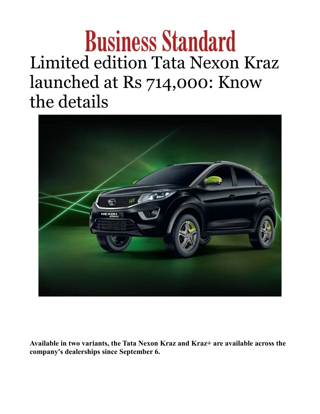 limited edition tata nexon kraz launched