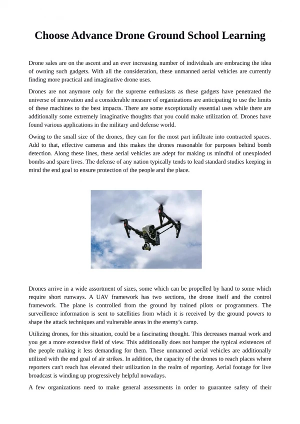Choose Advance Drone Ground School Learning